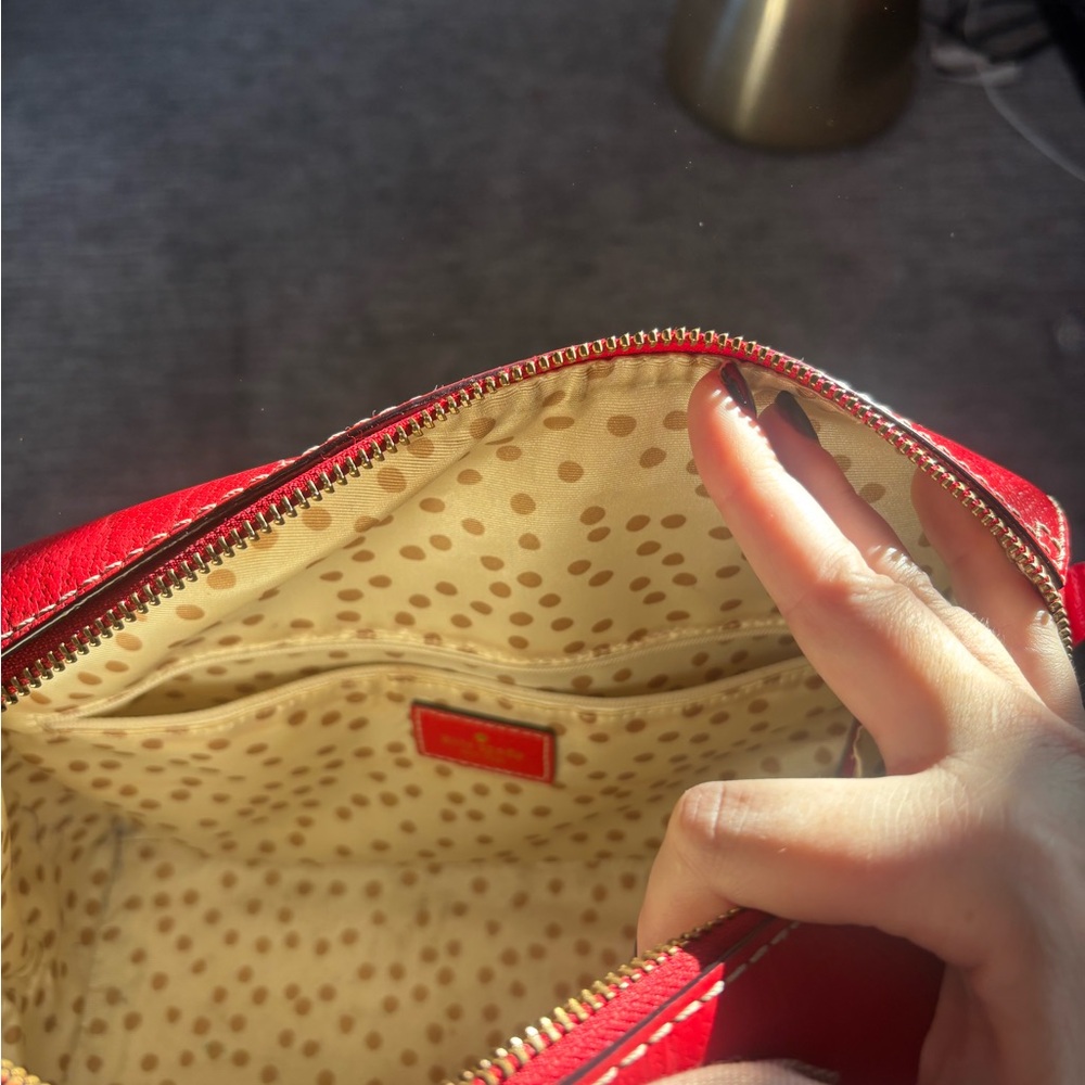 Kate Spade Cherry Red Genuine Leather Handbag w Strap - Picture 5 of 6